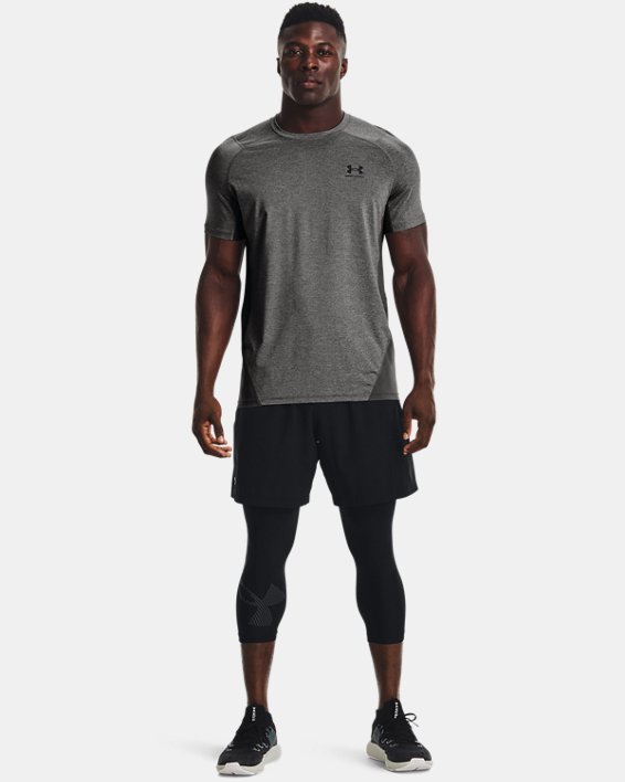 Men's HeatGear® Graphic ¾ Leggings, Black, pdpMainDesktop image number 2